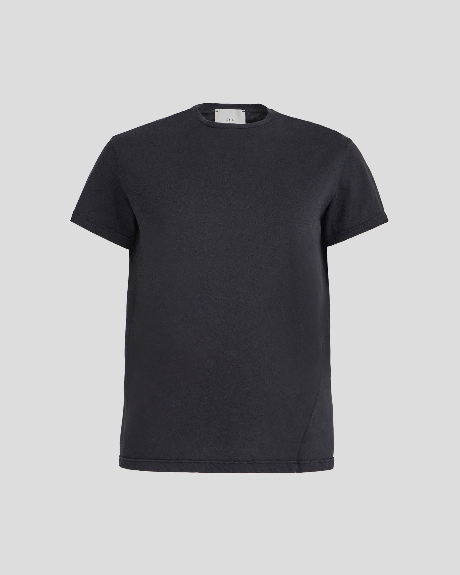 washed black t-shirt with twisted side seam