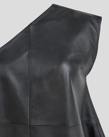 Kaia One-Shoulder Leather Top