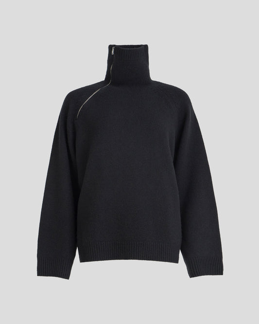 Narelle Asymmetric Zip Turtleneck Knit